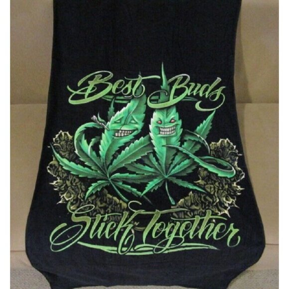 New Best Buds Green Cotton Bath Beach Pool Towel GIFT Smoke Weed Pot Leaf Leaves - Picture 2 of 4
